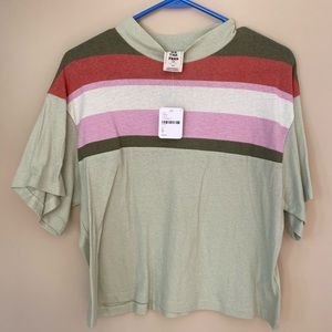 free people mock neck striped tee
